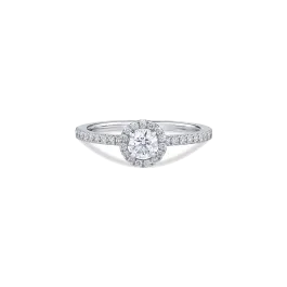 Anel Solitário Halo Ouro Branco 0.10ct