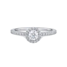 Anel Solitário Halo Ouro Branco 0.30ct
