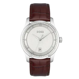 Relógio PRINCIPLE Aço e Pele Castanha