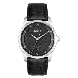 Relógio PRINCIPLE Aço e Pele Preta