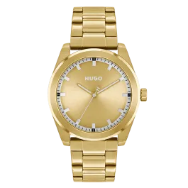 Relógio Homem #BRIGHT Aço IP Dourado