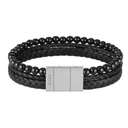 Pulseira Homem Ónix e Pele SPHERE MIX