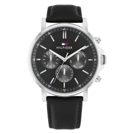 Relógio Homem Multifunç. Aço e Pele