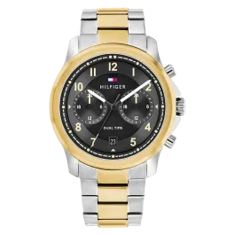 Relógio Homem Multifunções Aço Bicolor