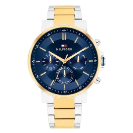 Relógio Homem Multifunções Aço Bicolor