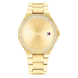 Relógio Mulher Aço Dourado e Cristais