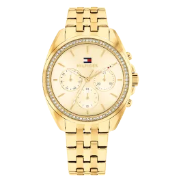 Relógio Mulher Multifunções Aço e Cristais