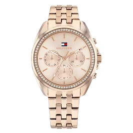 Relógio Mulher Multifunções Aço e Cristais