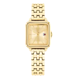 Relógio Mulher Quadrado Aço IP Dourado