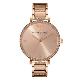 Relógio Belgrave Tbar Aço Dour. Rosa e Cristais