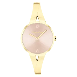Relógio Senhora Dourado e Rosa em Aço