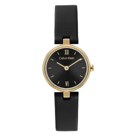 Relógio Senhora Preto e Dourado em Pele