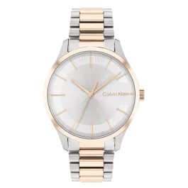 Relógio Senhora Prateado e Dourado Rosa em Aço