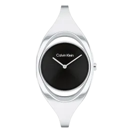 Relógio Senhora Preto e Aço com Bangle M/L