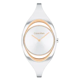 Relógio Senhora Prateado e Dourado Rosa com Bangle S/M