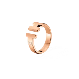 Anel Aço Dourado Rosa