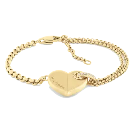 Pulseira Mulher Coração Aço Dourado