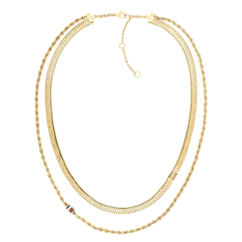 Colar Duplo Mulher Aço Dourado