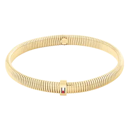 Pulseira Mulher Elástico Aço IP Dourado