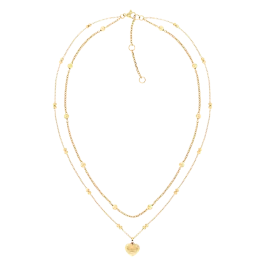 Colar Mulher Aço Dourado Duplo