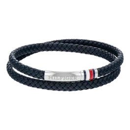 Pulseira dupla Homem em aço e pele azul
