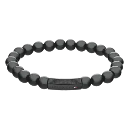 Pulseira Homem preta em aço e ónix