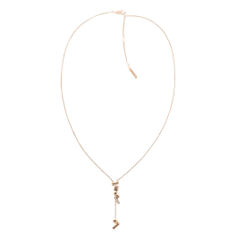 Colar Y em dourado rosa com cristais