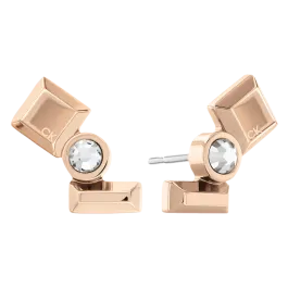 Brincos em dourado rosa com cristais