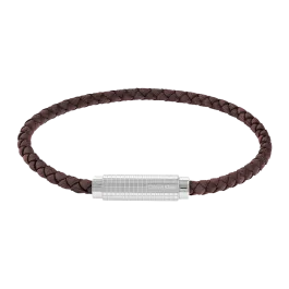 Pulseira Ajustável Homem em Aço e Pele Castanha