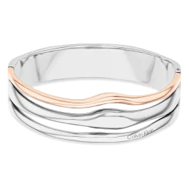 Pulseira Bangle em Aço e Dourado Rosa