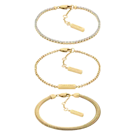 Trio de Pulseiras Senhora em Dourado