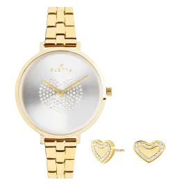 Box Relógio Mulher Hearts Gold