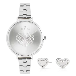 Box Relógio Mulher Hearts Silver