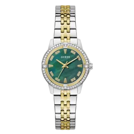 Relógio Feminino Collete Verde Bicolor com Brilhantes