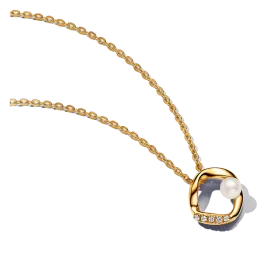 Colar Dourado Orgânico Pérola e Pavé