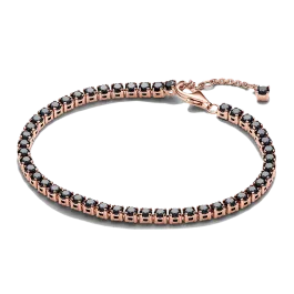Pulseira rose gold black crystal