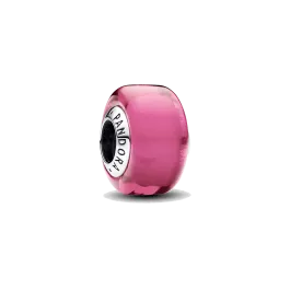Conta murano rosa prata