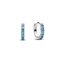 Brincos Timeless Prateado pequenos com Zirc Azul Turquesa