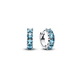 Brincos Timeless Prateados com Zircónias Azul Turquesa