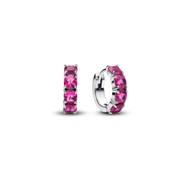 Brincos Timeless Prateados com Zircónias Rosa