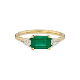 Anel Make A Wish Ouro Amarelo, Esmeralda E Diamantes