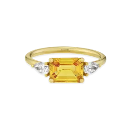 Anel Make A Wish Ouro Amarelo, Safira Amarela E Diamantes