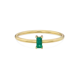 Anel Clover Ouro Amarelo E Esmeralda