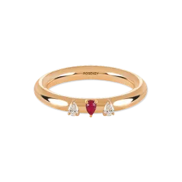 Anel Ruby Fairy Ouro Rosa, Rubi E Diamantes