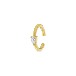 Earcuff Cricket Ouro Amarelo E Diamante Pera