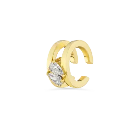 Earcuff Sweet Pear Ouro Amarelo E Diamantes