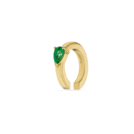 Earcuff Ouro Amarelo E Esmeralda