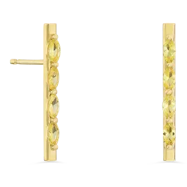 Brincos Whistle Ouro Amarelo E Safiras Amarelas Marquise
