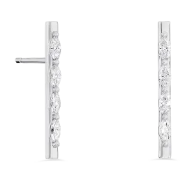 Brincos Whistle Ouro Branco E Diamantes Marquise