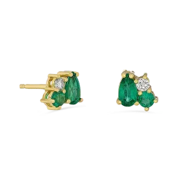 Brincos Gooseberry Ouro Amarelo, Esmeraldas E Diamantes